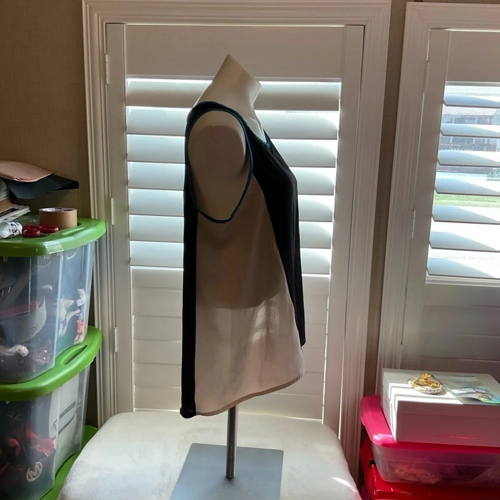 Forever 21 Black and White Tank Top with Blue Trim